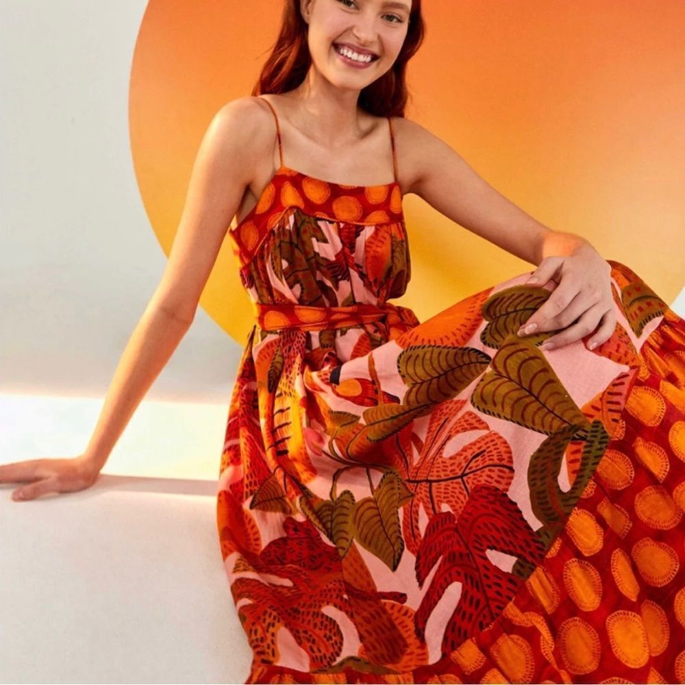 NWT Farm Rio Dress Maxi Belted Floral - Picture 15 of 16